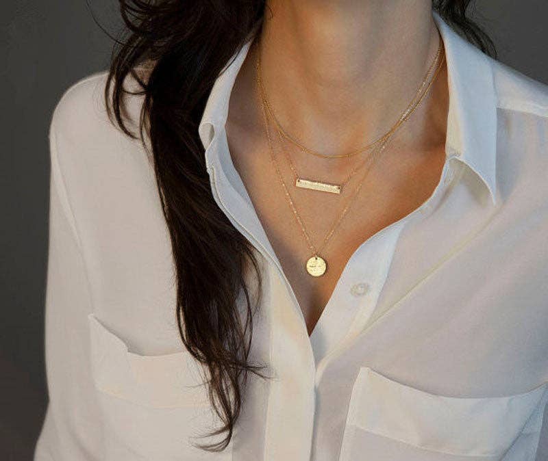 Layered Gold Charm Pendant Necklace