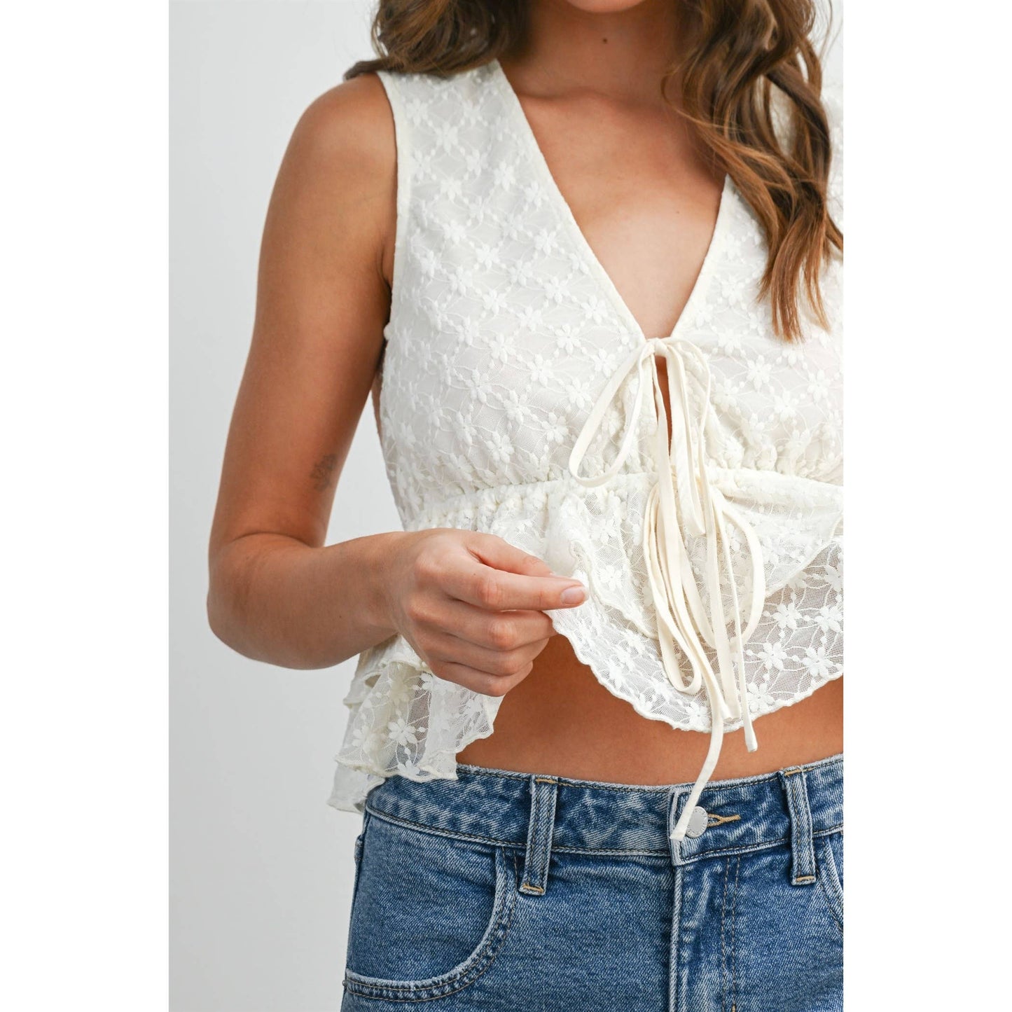 Tiered Ruffle Tie-Front Top