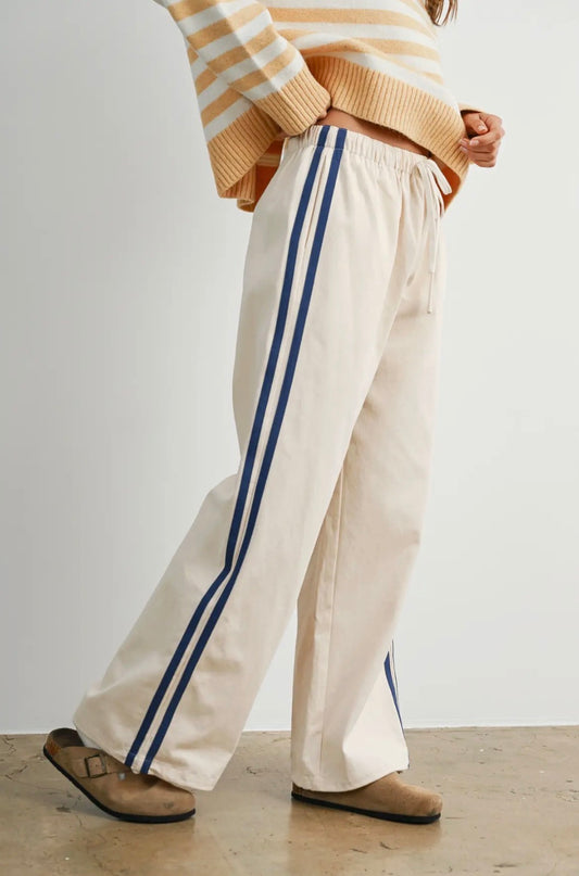 Striped Wide-Leg Track Pants