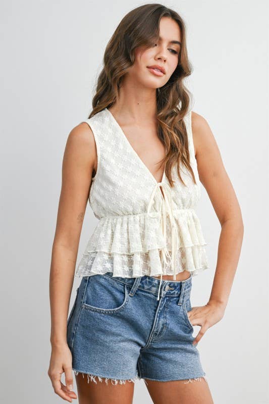 Tiered Ruffle Tie-Front Top