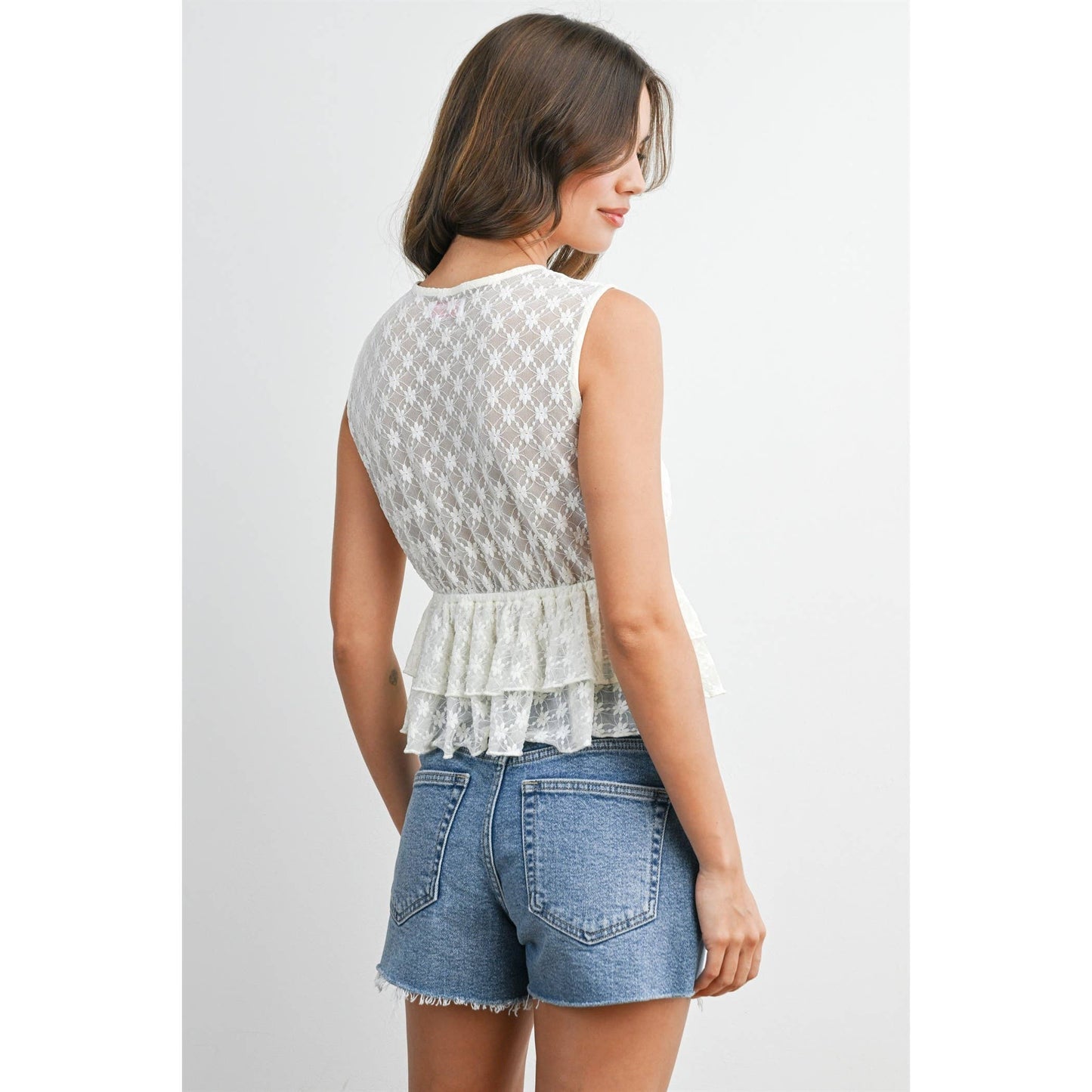 Tiered Ruffle Tie-Front Top