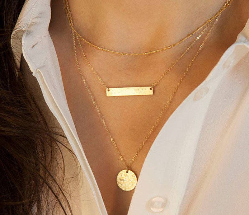 Layered Gold Charm Pendant Necklace
