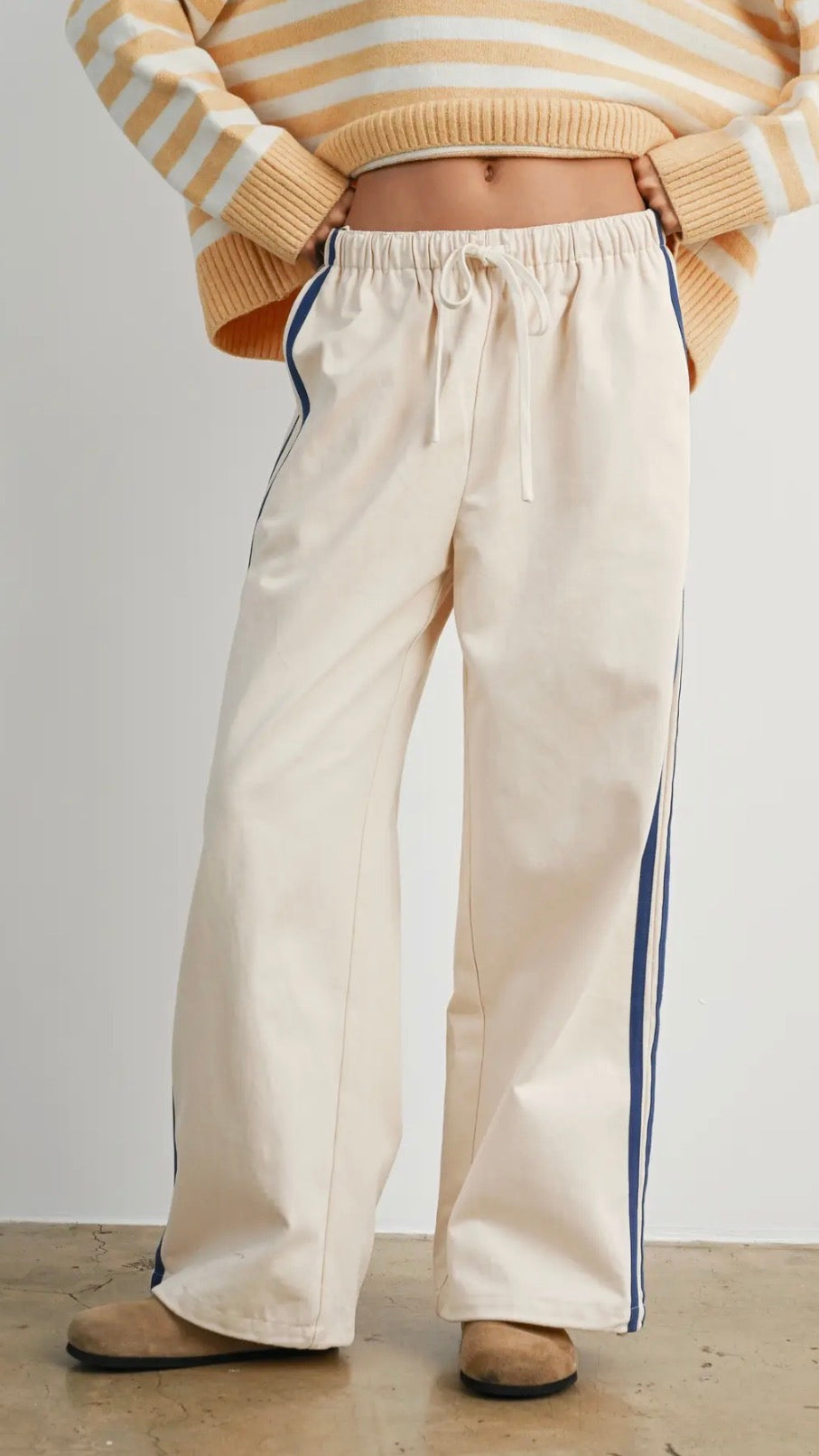 Striped Wide-Leg Track Pants