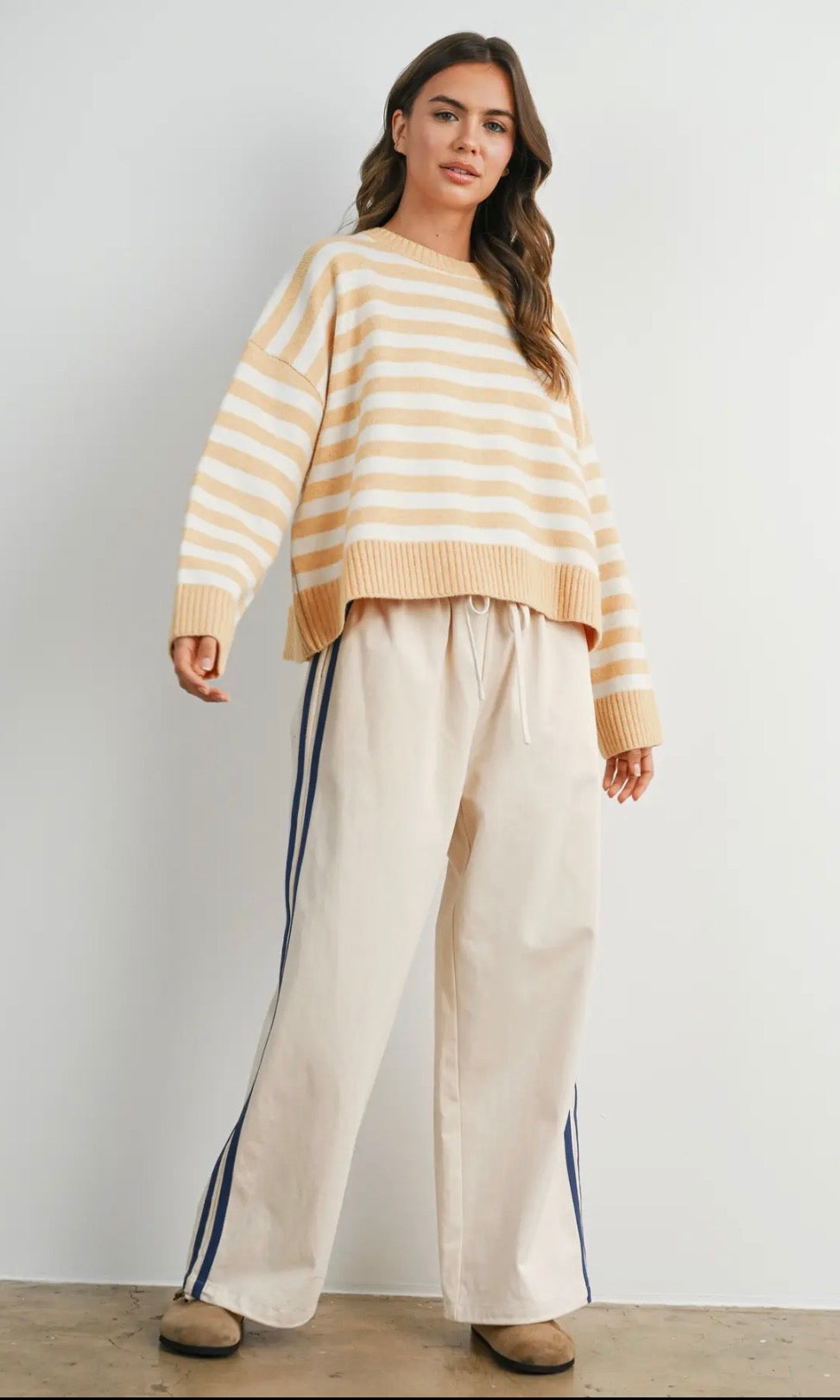 Striped Wide-Leg Track Pants