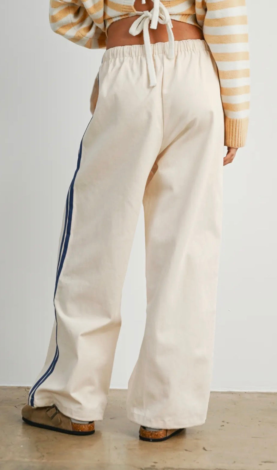 Striped Wide-Leg Track Pants