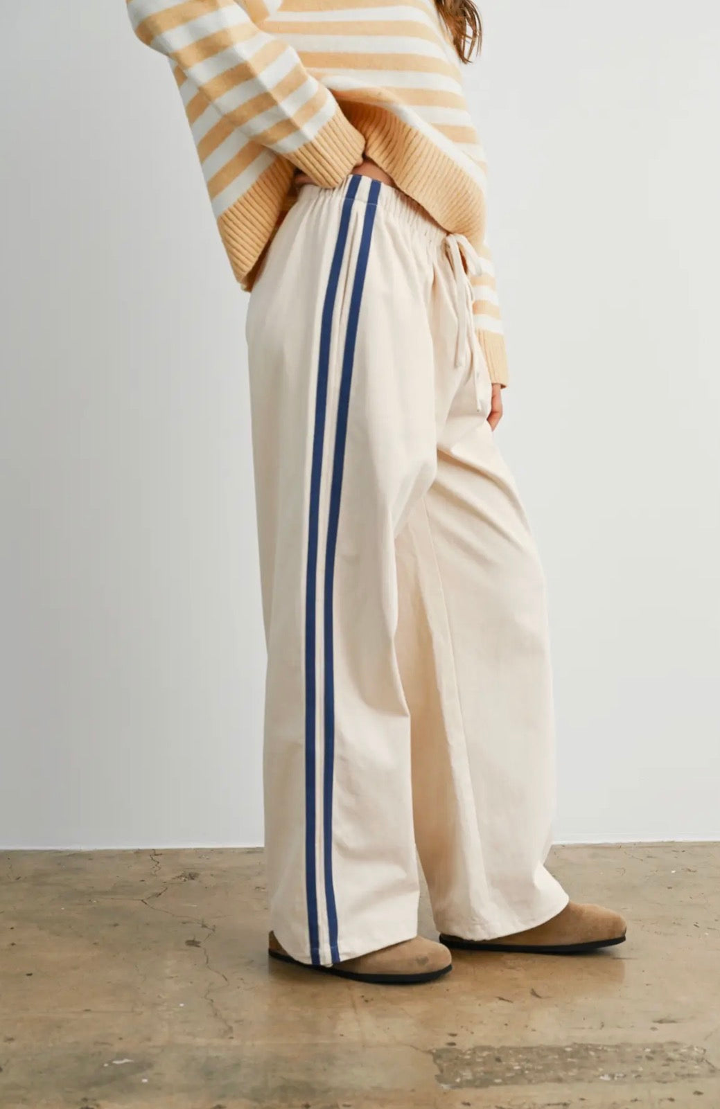 Striped Wide-Leg Track Pants