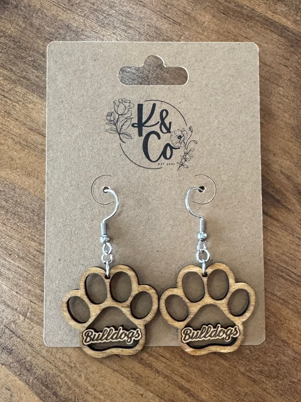 Bulldogs “Paw Print-Natural” Dangle