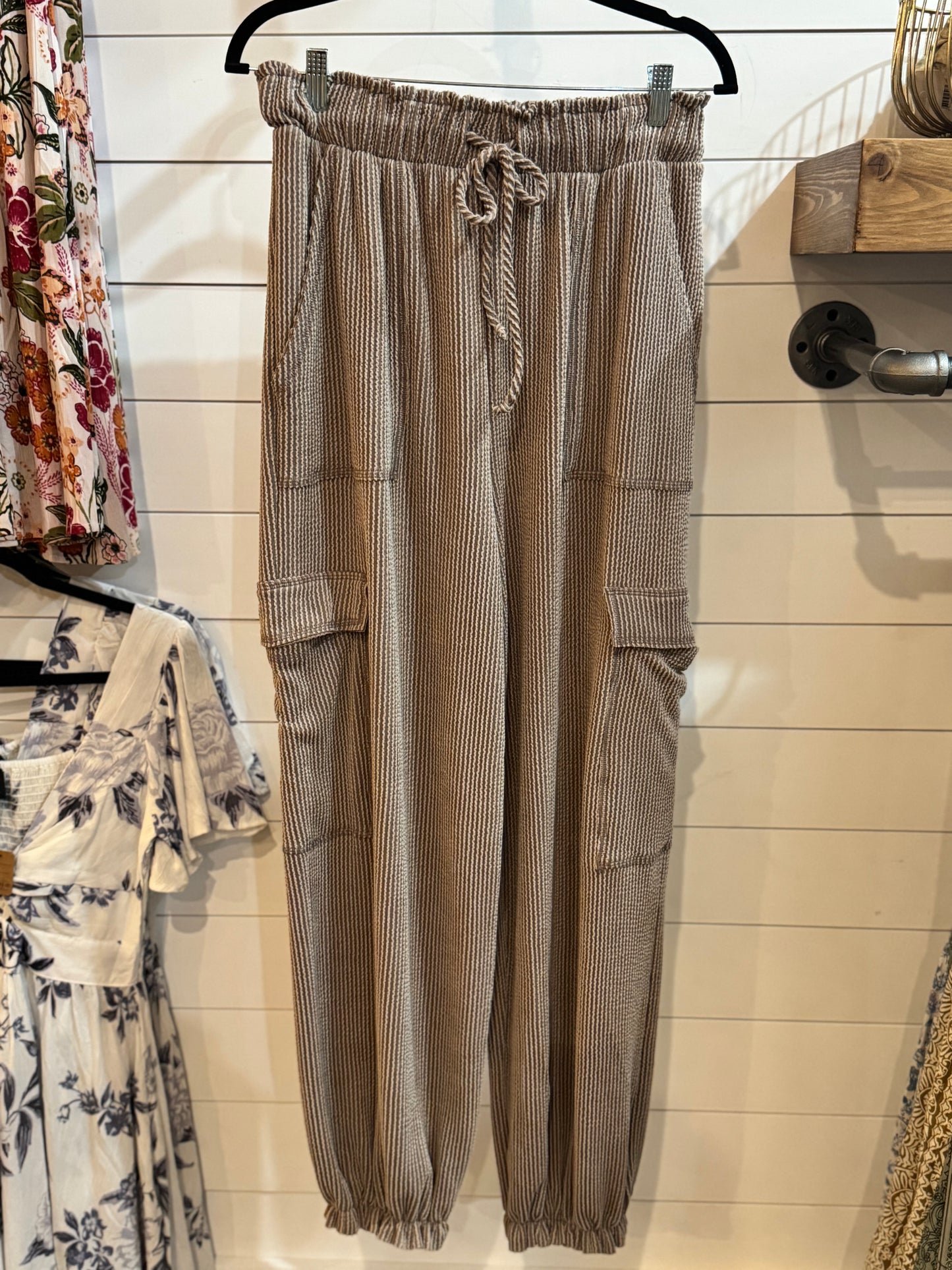 Laid Back Textured Drawstring Pants