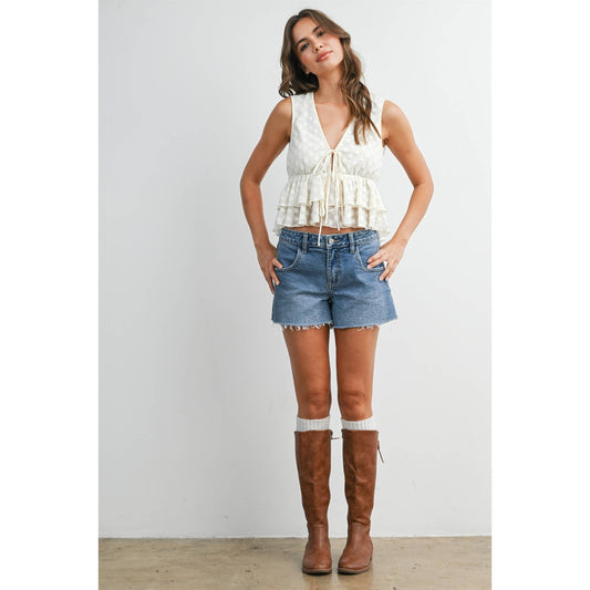 Tiered Ruffle Tie-Front Top