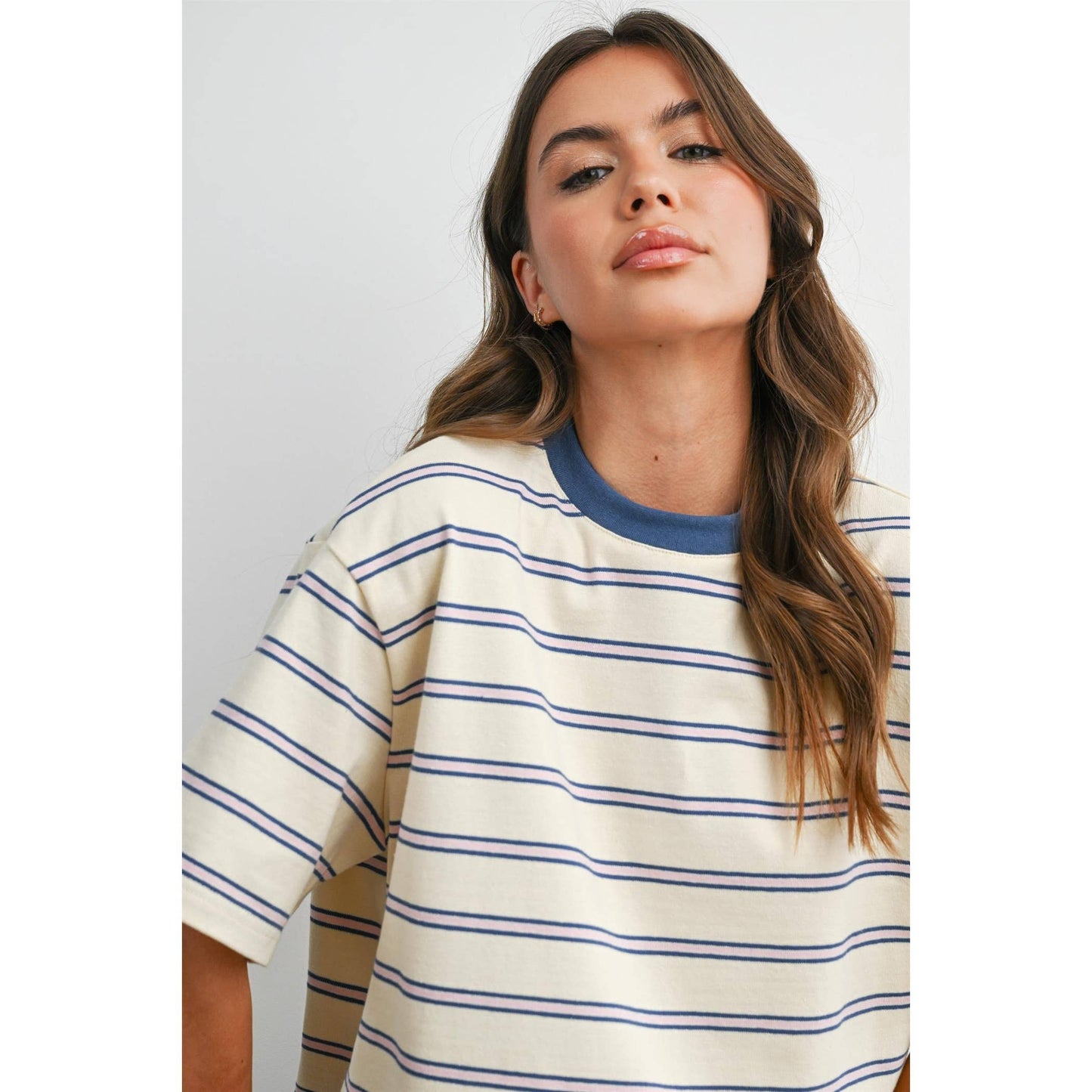 Striped Boxy Crop Tee